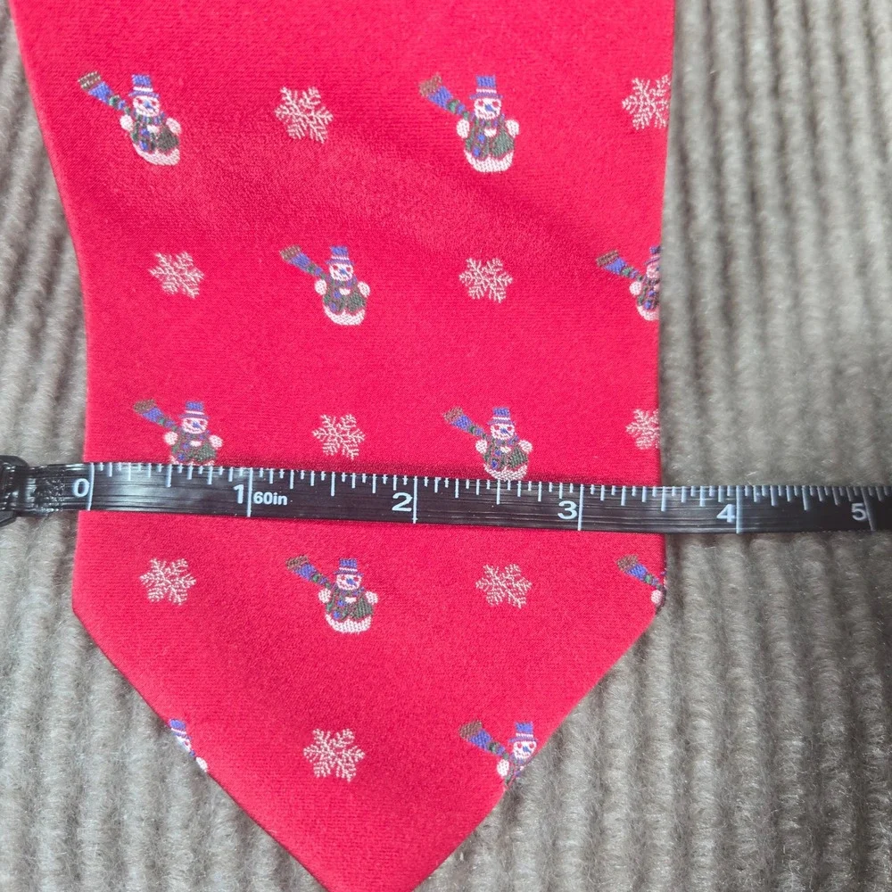 Nautica Mens Red Snowman Snowflake Silk Holiday Necktie
